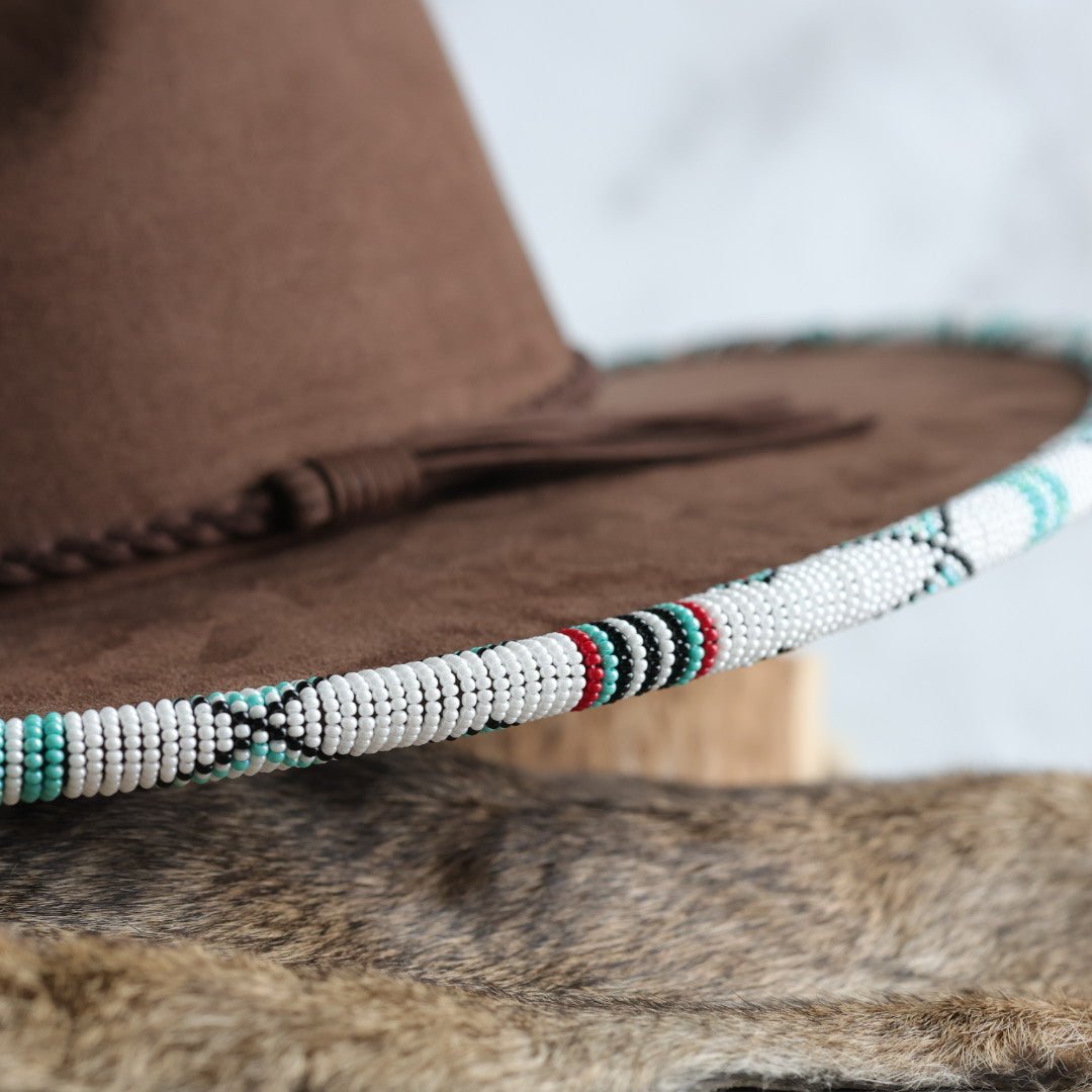 Shelley M. Brown Beaded Brim Fedora Hat