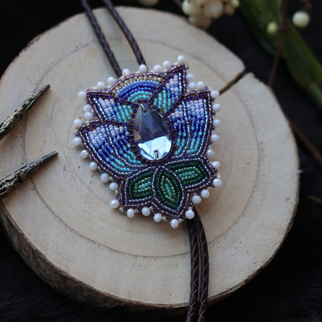 Ironstar Co. Crystal Blossom Beaded Bolo Tie