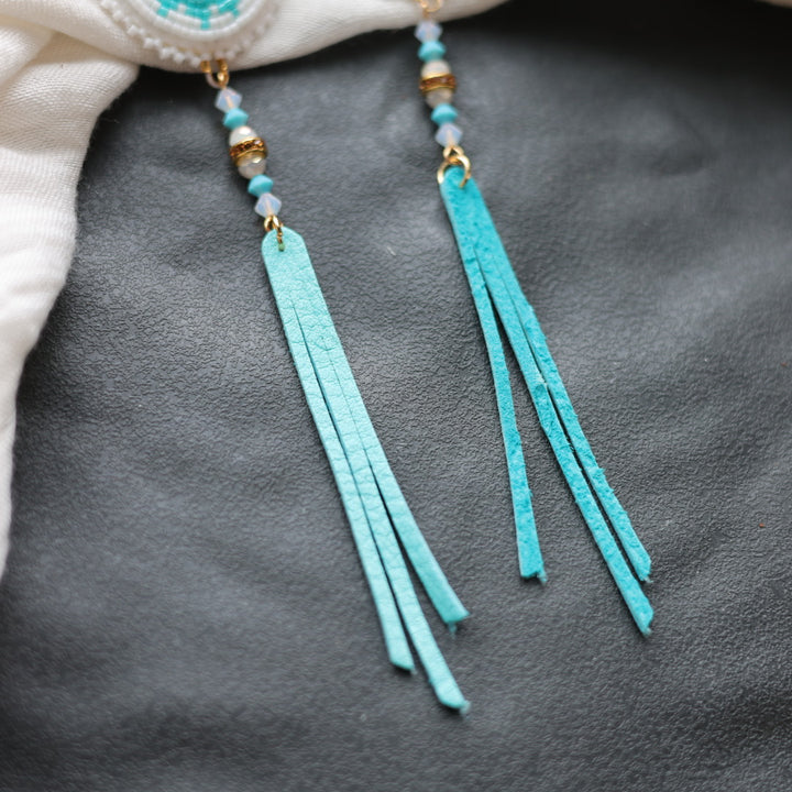 Beth Rose Designs Turquoise Beaded Fringe Earrings
