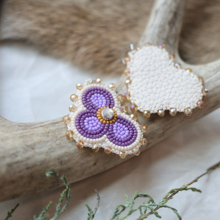 Keegan W. Beaded Small Half Floral Earrings