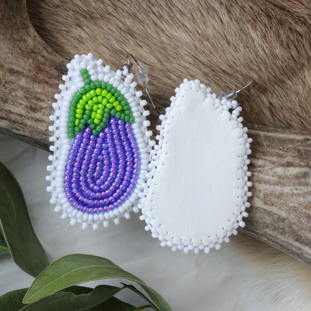 Keegan W. Eggplant Beaded Earrings