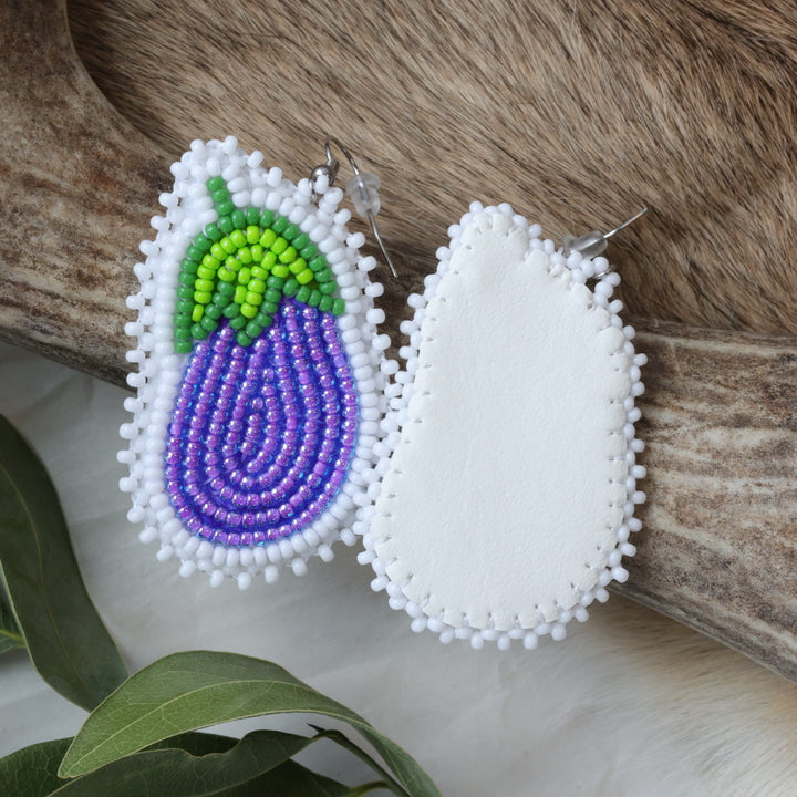 Keegan W. Eggplant Beaded Earrings
