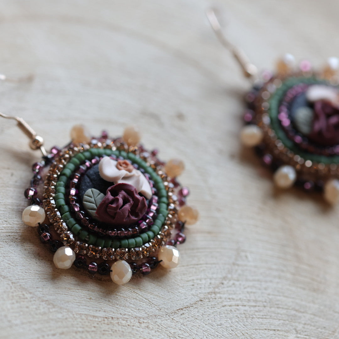 Prairie Moon Bouquet Clay Beaded Earrings