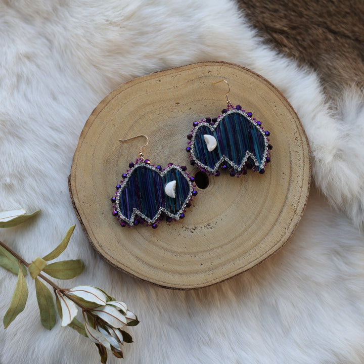 Mercedes G. Deep Teal Quill Bison Drop Earrings