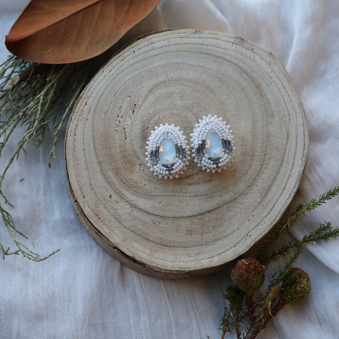 Boreal Forest Beads Gem Teardrop Beaded Earrings
