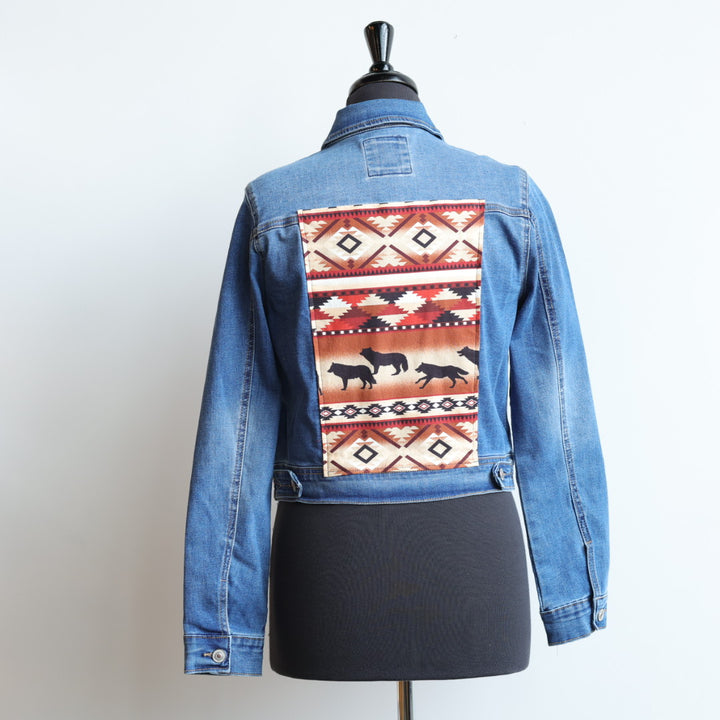 Vi's CREE-ations Copper Geometric & Wolves Denim Jacket