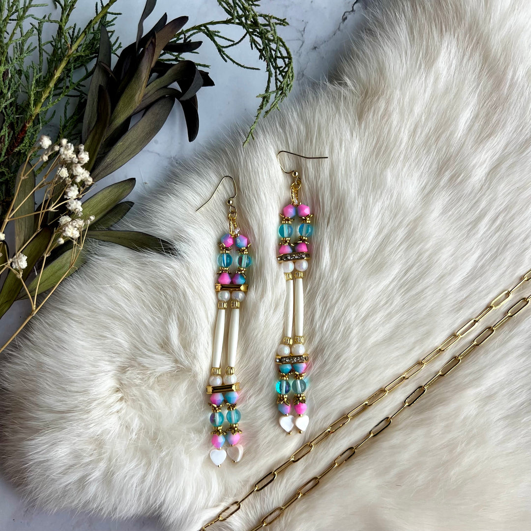 Kristina Cardinal Hair Pipe Bone Bead Earrings