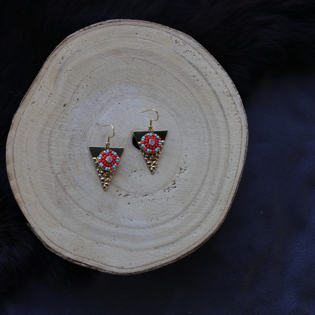 Helen Oro Designs Textured Metal Beaded Earrings