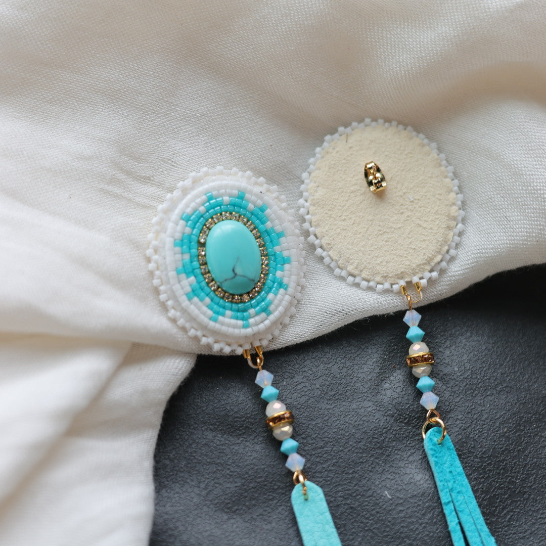 Beth Rose Designs Turquoise Beaded Fringe Earrings