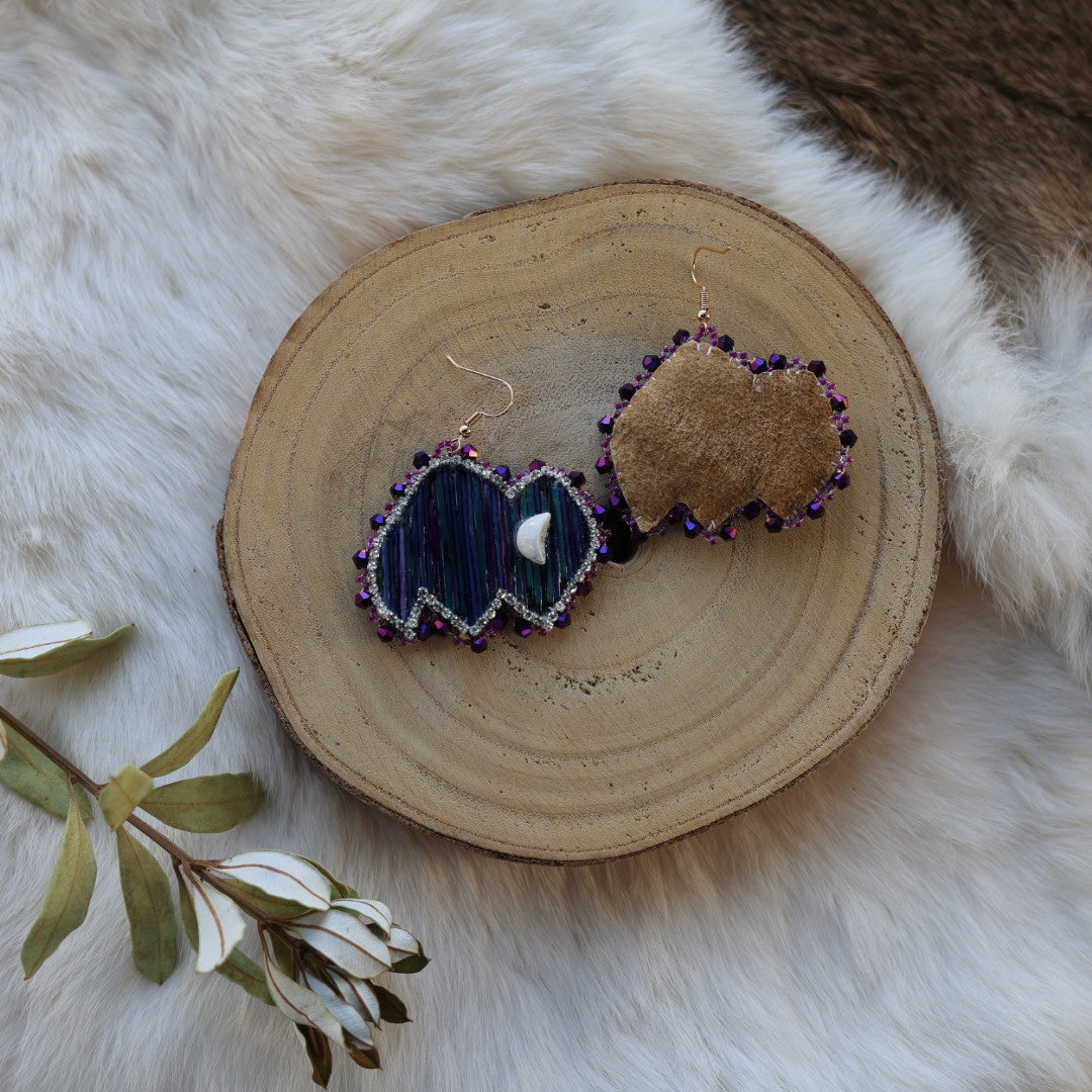 Mercedes G. Deep Teal Quill Bison Drop Earrings