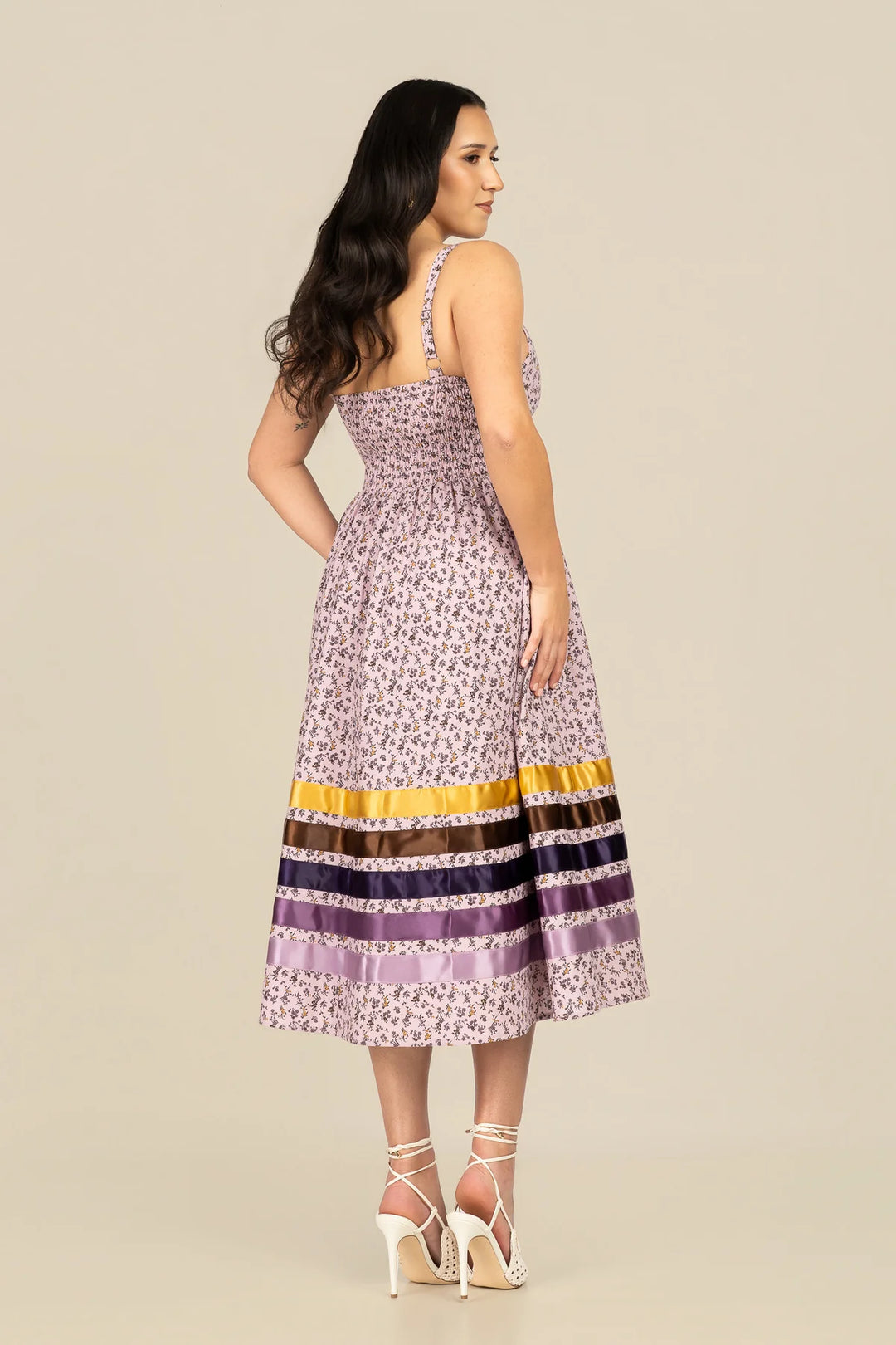B. YELLOWTAIL Corset Midi Ribbon Dress- Lavender