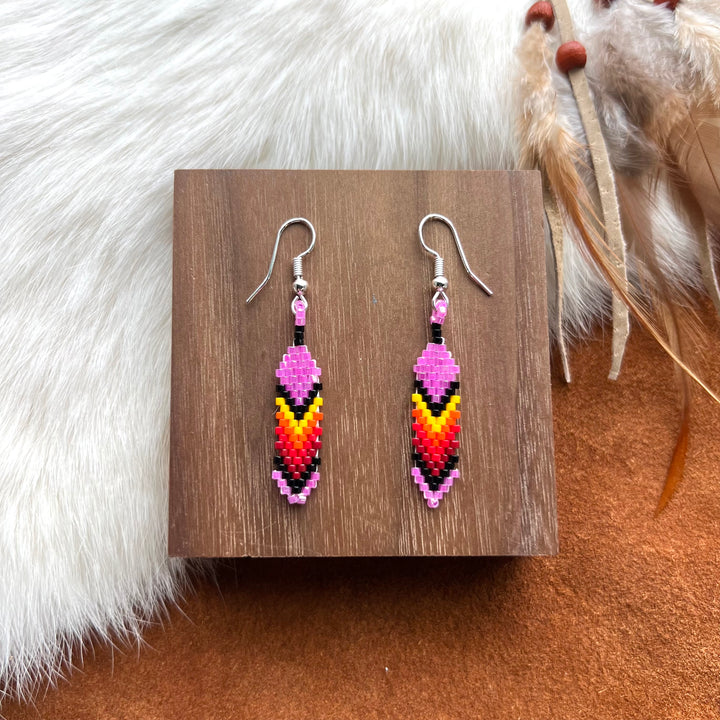 Dorothy B. Mini Peyote Feather Earrings