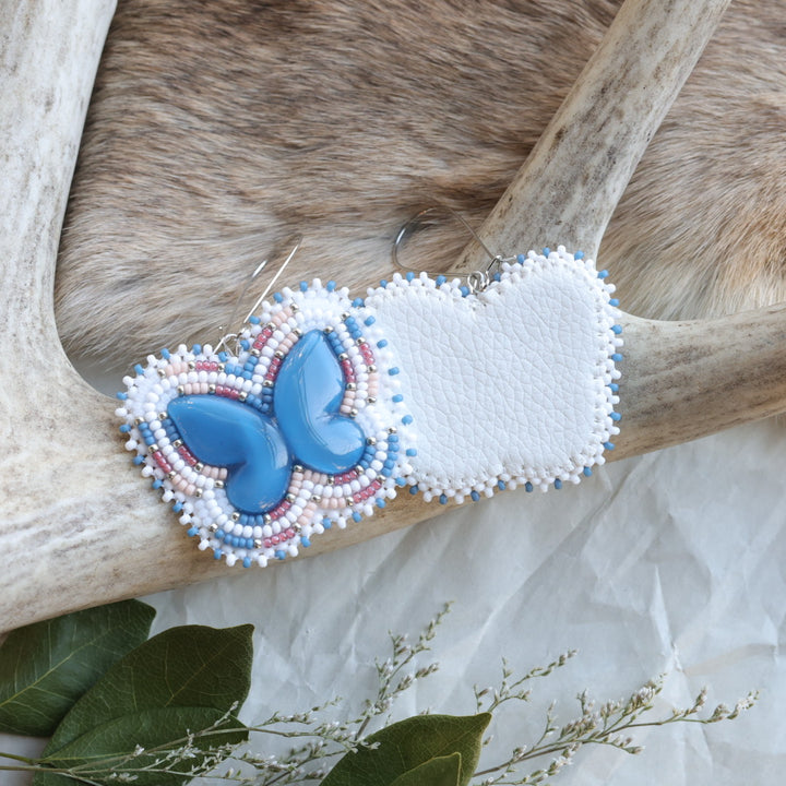 Keegan W. Dusty Blue Butterfly Beaded Earrings