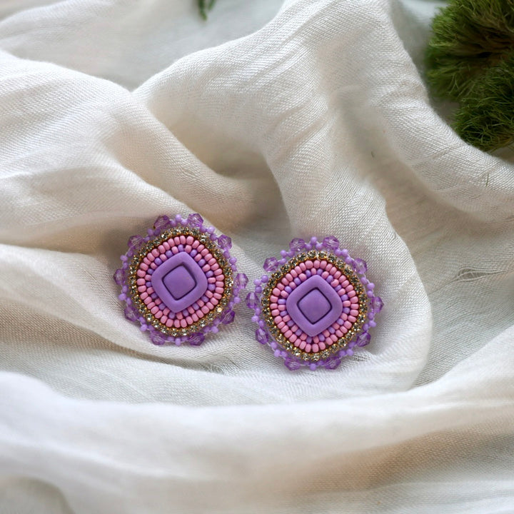 Prairie Beads Pastel Purple Beaded Earrings