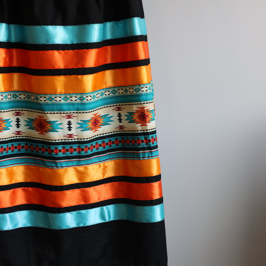 Phoenyx Designs Turquoise &amp; Orange Geometric Ribbon Skirt &amp; Belt