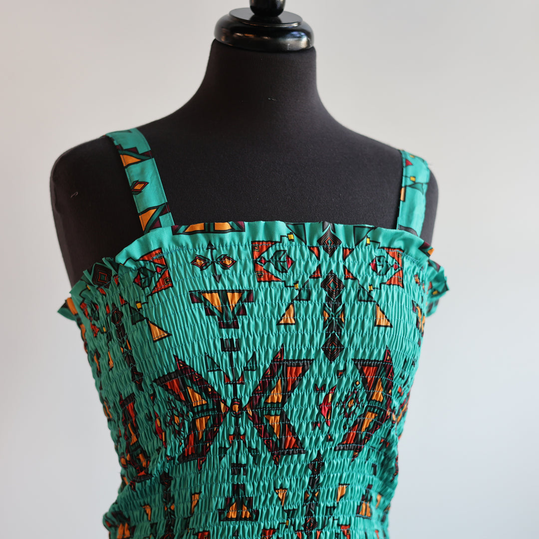 Phoenyx Designs Teal Geometric Ribbon Sundress