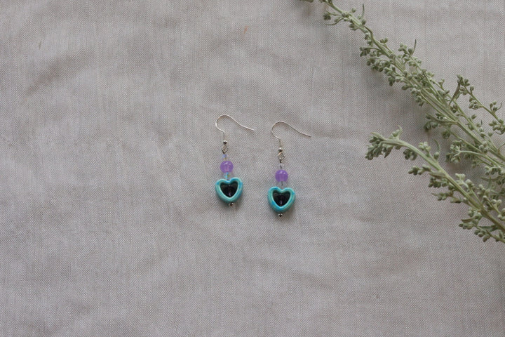 Helen H. Simple Heart Charm Earrings
