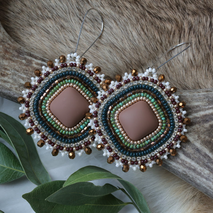 Keegan W. Beaded Diamond Shaped Earrings