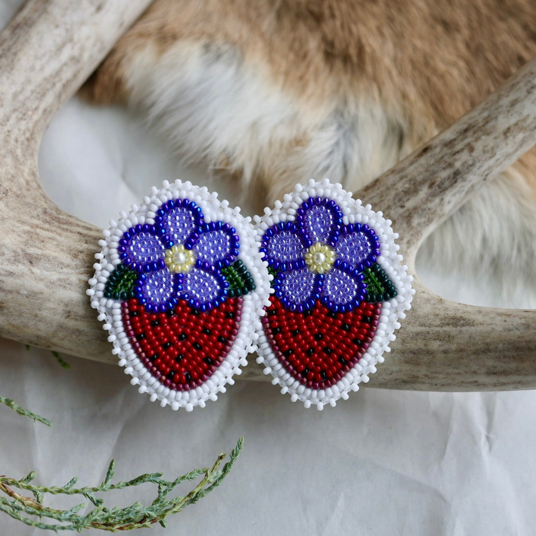 Keegan W. Blooming Strawberry Beaded Earrings