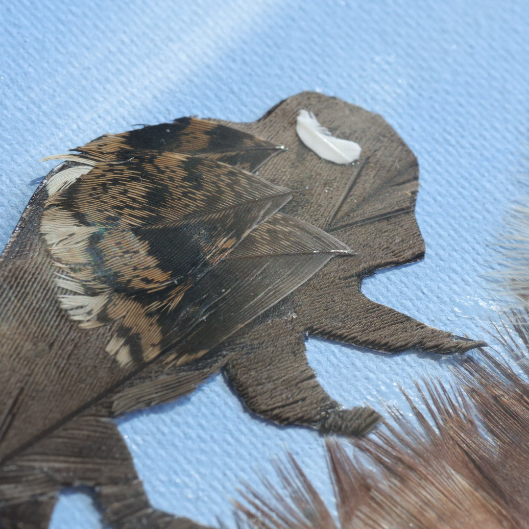 Shannon Dunn 8"x10" Bison Calf Feather Art