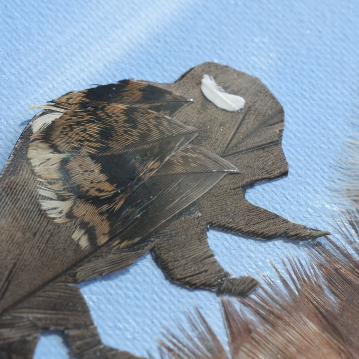 Shannon Dunn 8"x10" Bison Calf Feather Art