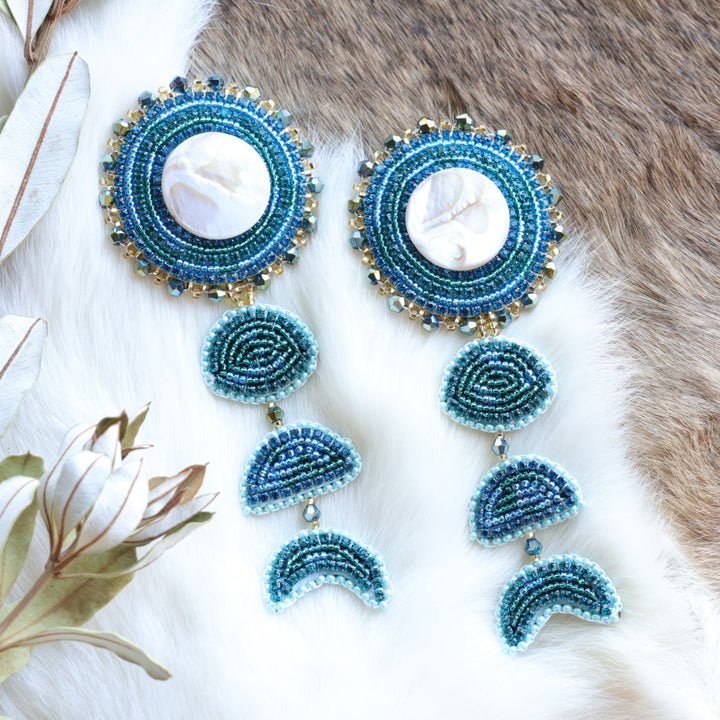 Pieces of Work by Mercedes Moon Phase Beaded Earrings
