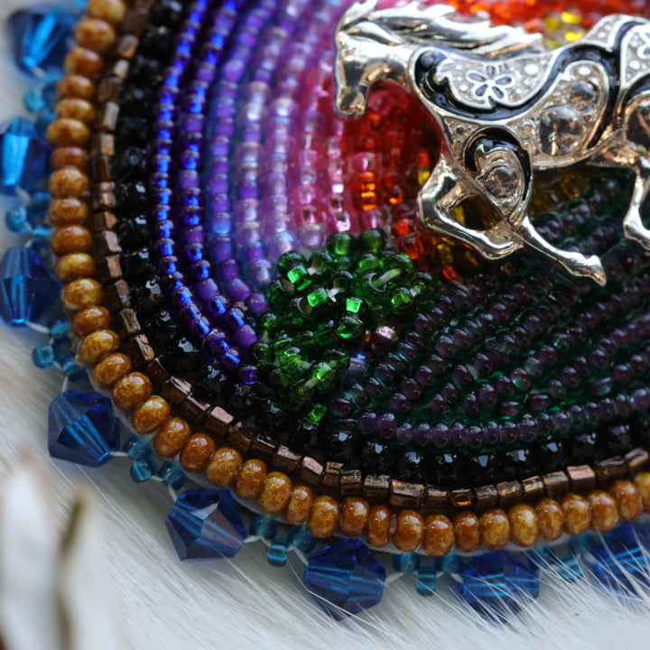 Pieces of Work by Mercedes Sunset Scene Beaded Brooch