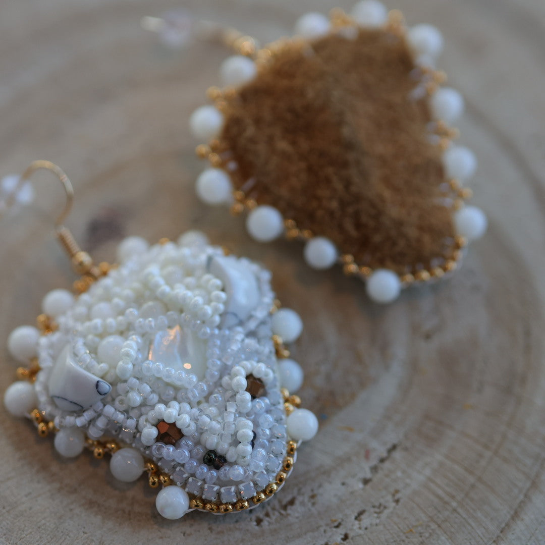 Pieces of Work by Mercedes Bison Head Beaded Earrings