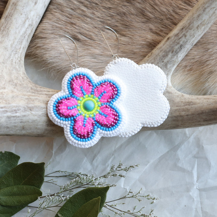 Keegan W. Raised Beaded Floral Earrings