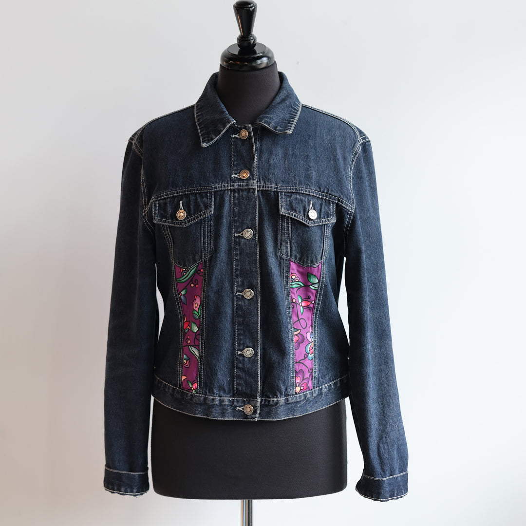 Phoenyx Design Purple Floral Denim Jacket