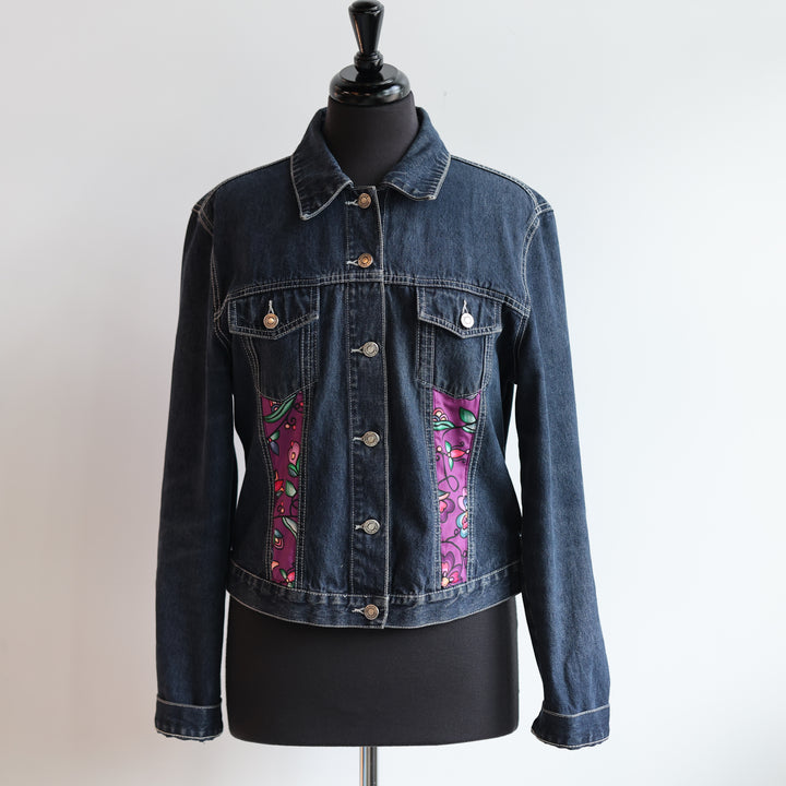 Phoenyx Design Purple Floral Denim Jacket