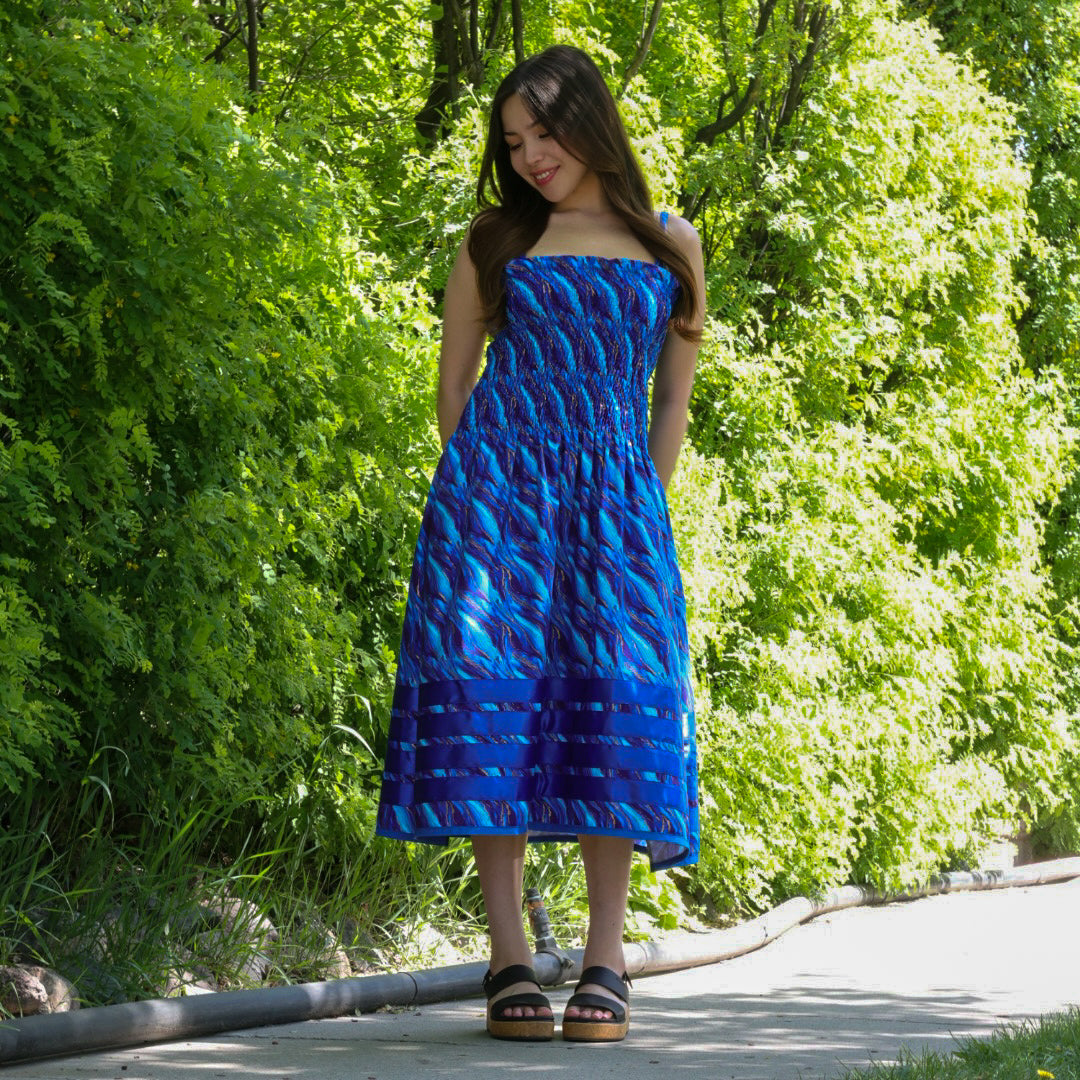 Phoenyx Designs Blue & Golden Ribbon Sundress