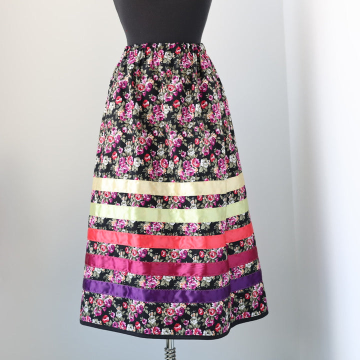 Carol B. Rose Floral Ribbon Skirt