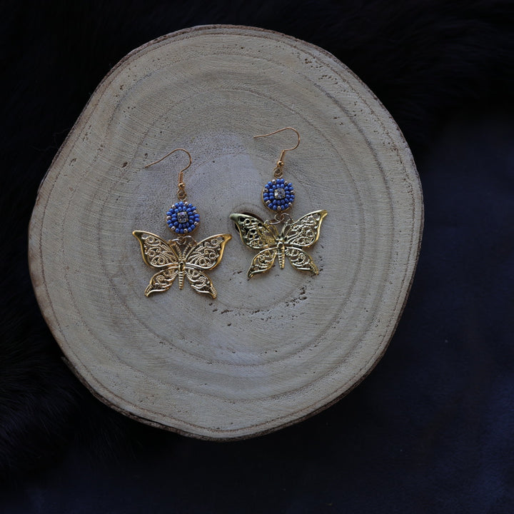 Helen Oro Designs Beaded Butterfly Charm Earrings