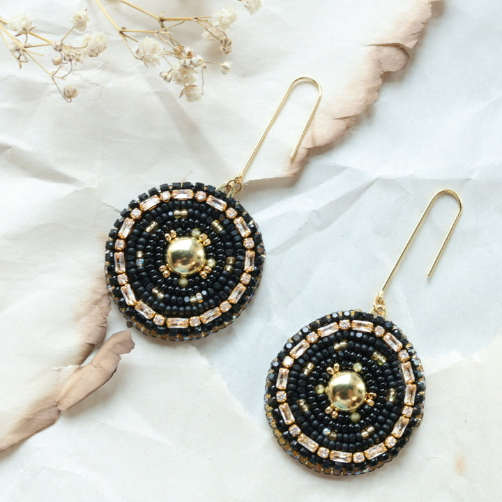 TLee Beads Black & Gold Beaded Necklace & Earrings
