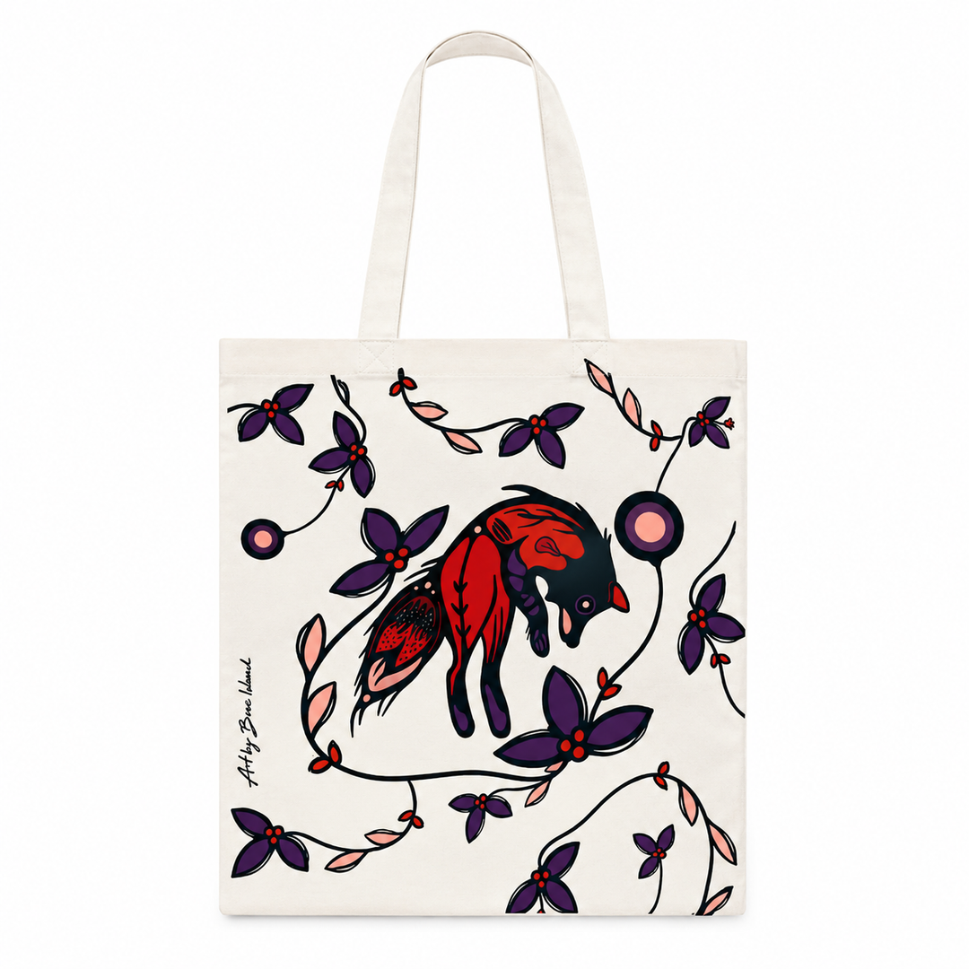 Indigenous Kanata Fox at Twilight Canvas Tote