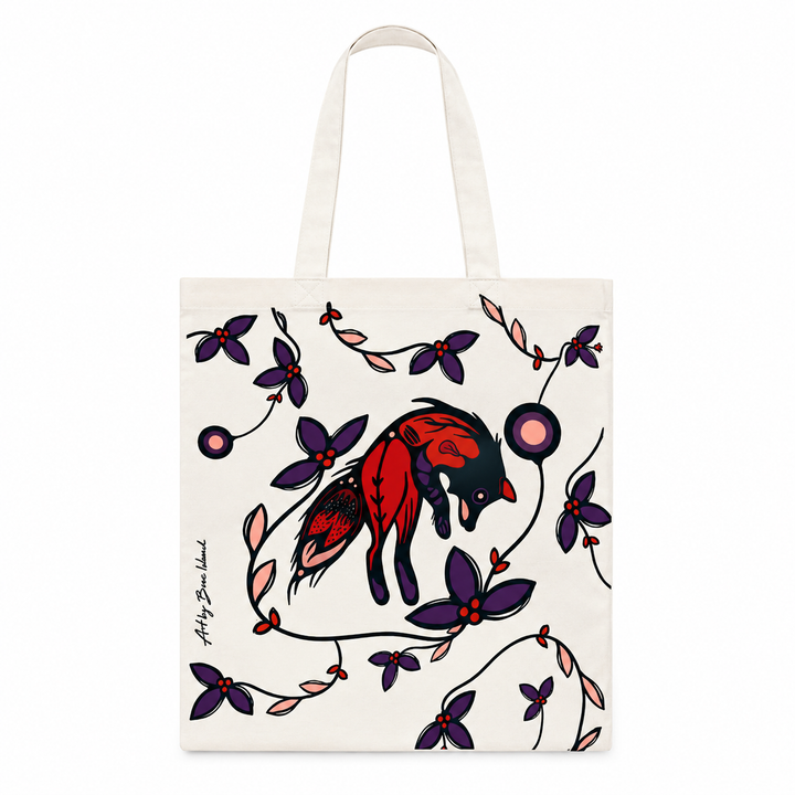 Indigenous Kanata Fox at Twilight Canvas Tote