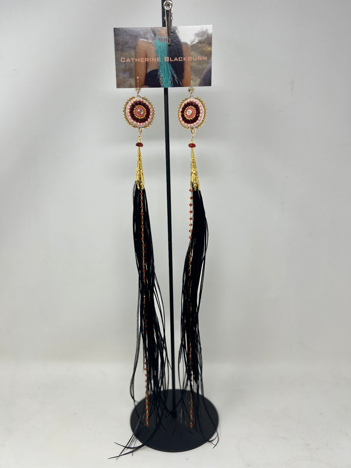 Convertible Beaded Feather Earrings by Catherine Blackburn