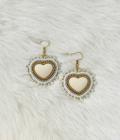 Beth Rose Designs White Heart Earrings