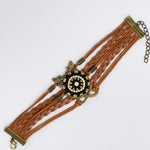 Helen O. Leather Bracelet with Beaded Pendant