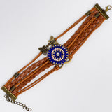 Helen O. Leather Bracelet with Beaded Pendant