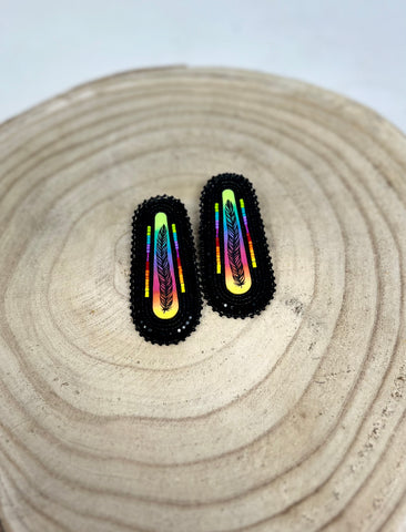 Beth Rose Designs Oblong Rainbow Feather Earrings