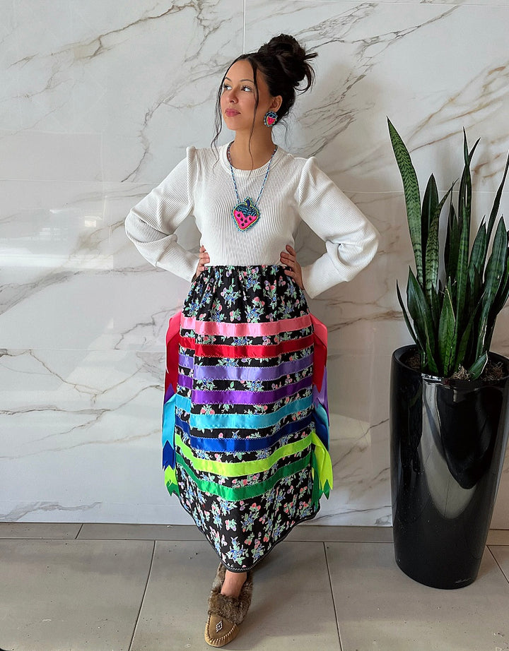 Nehiyaw Flawless Designs Berry Ribbon Skirt