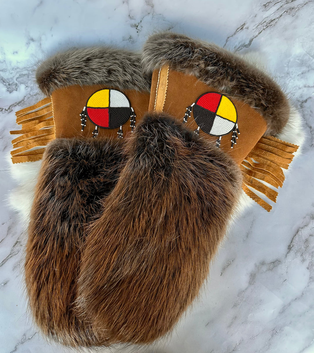 Caroline M. Medicine Wheel Moose Hide Gauntlets