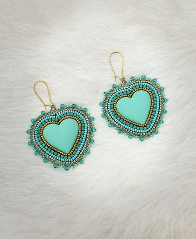 Beth Rose Designs Pastel Mint Heart Earrings