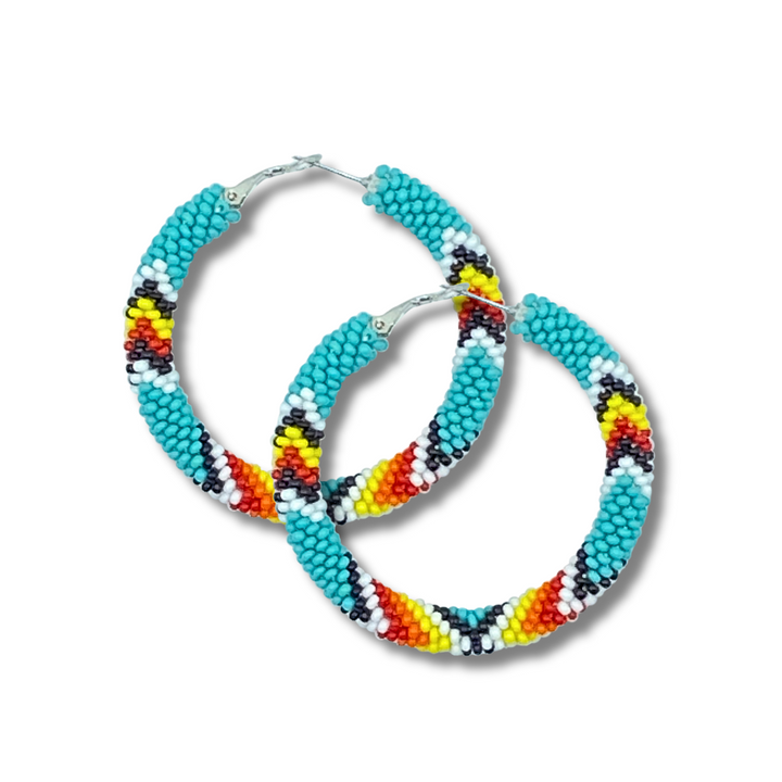Tribal Roots Crochet Large Hoop Earrings