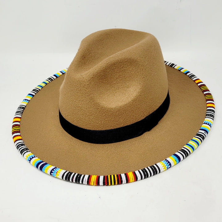 Shelley M Camel Beaded Brim Hat