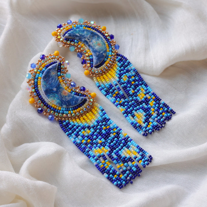 Prairie Beads Starry Night Fringe Earrings