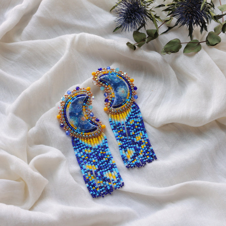Prairie Beads Starry Night Fringe Earrings