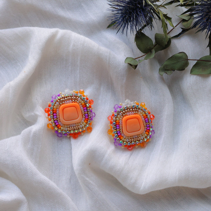 Prairie Beads Peachy Beaded Earrings